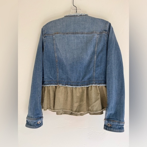 Pilcro And The Letterpress @ Anthropologie Olive Peplum Denim Jacket Size Small - Picture 5 of 9